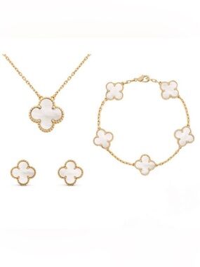 White Clover Jewelry Set Mother Of Pearl Alhambra Inspired Jewelry